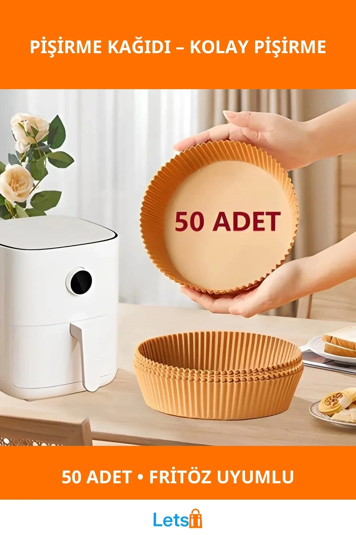 Fritöz Pişirme Kağıdı 50 Adet Yağsız ve Yapışmaz