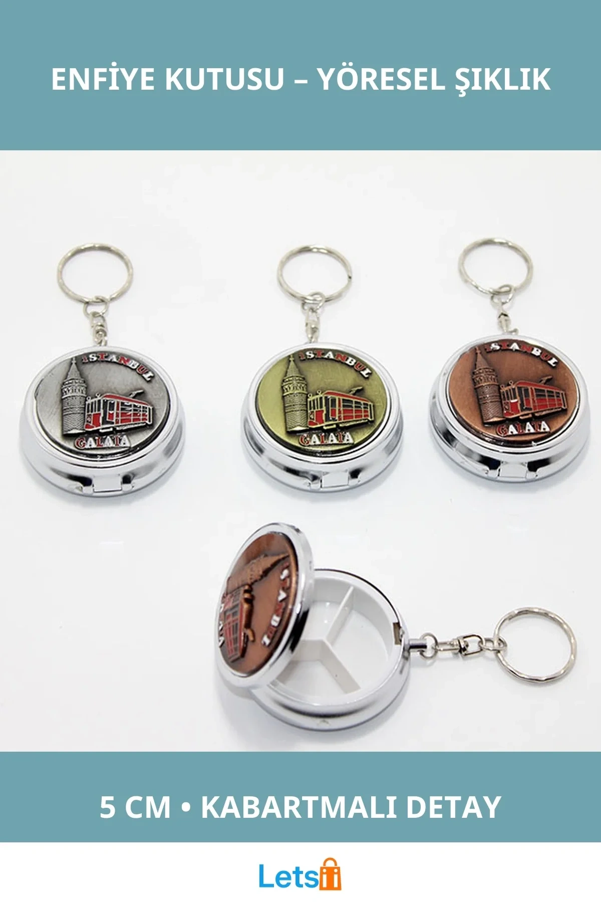 Galata Kulesi Kabartmalı Yöresel Enfiye Kutusu 5 cm