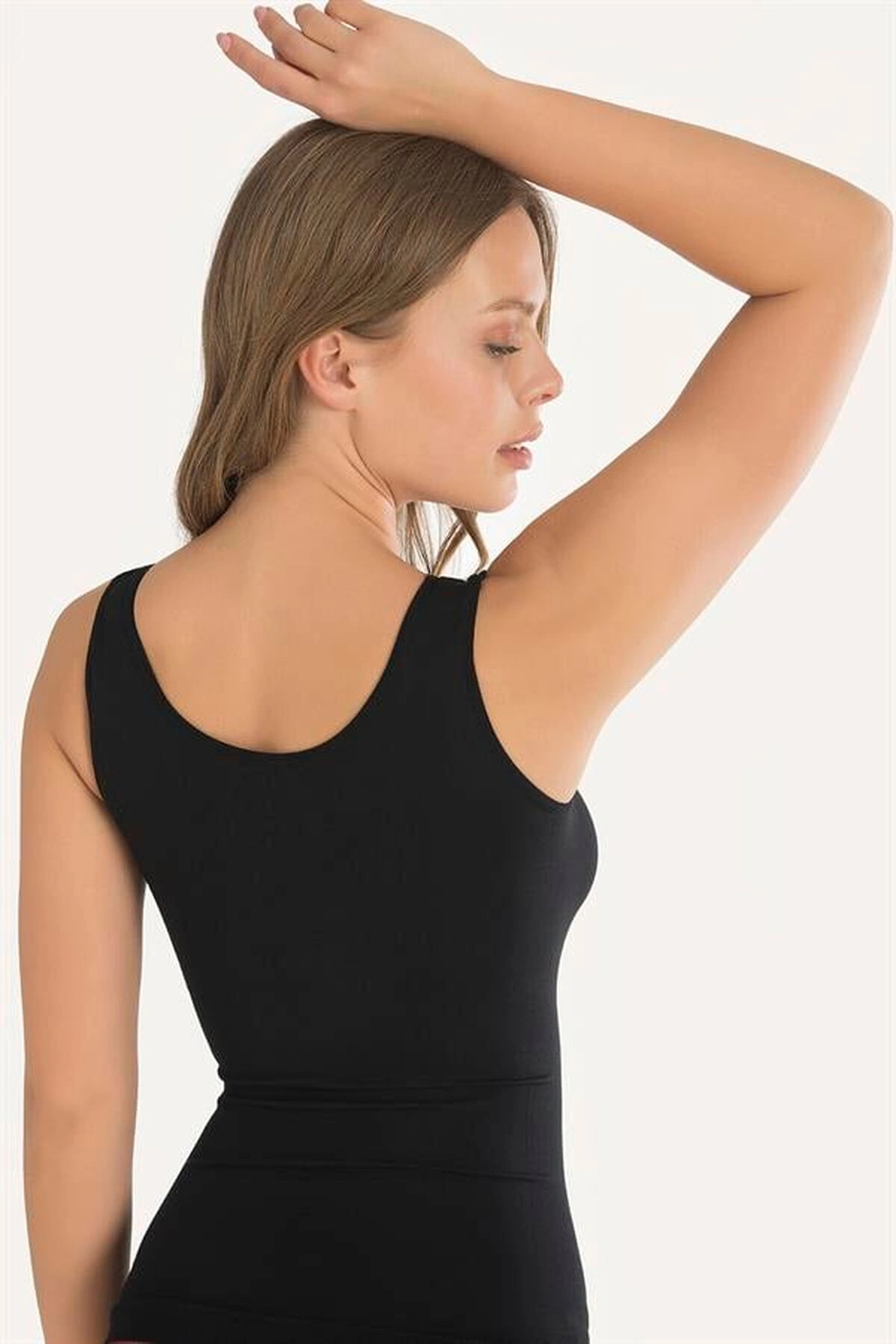 Geniş Askılı Kadın Ribana Atlet Siyah Renk