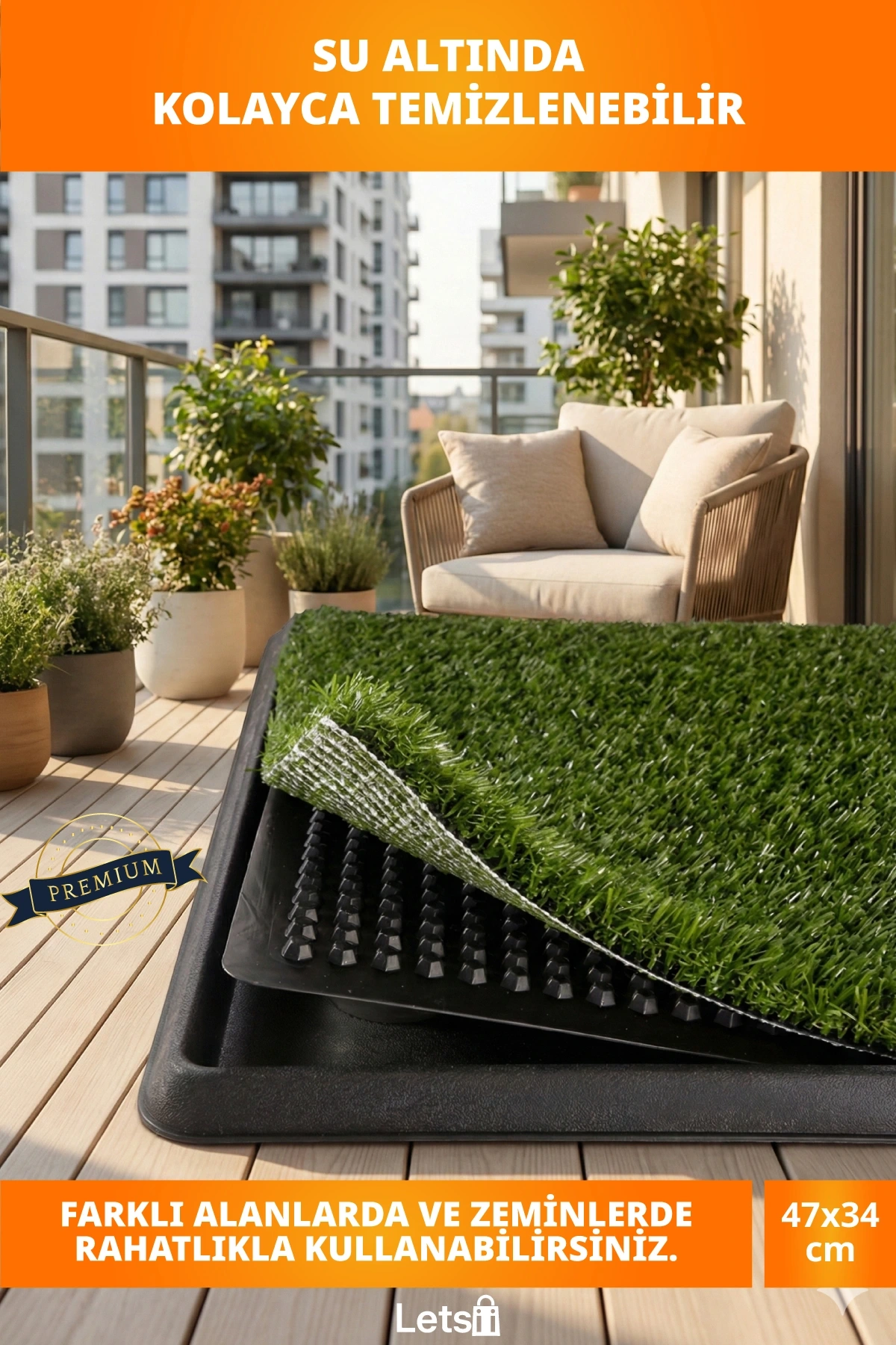 Gerçek Çim Görünümlü 3 Tabakalı Yavru Köpek Tuvalet Eğitim Seti Antimikrobiyal Su Geçirmez