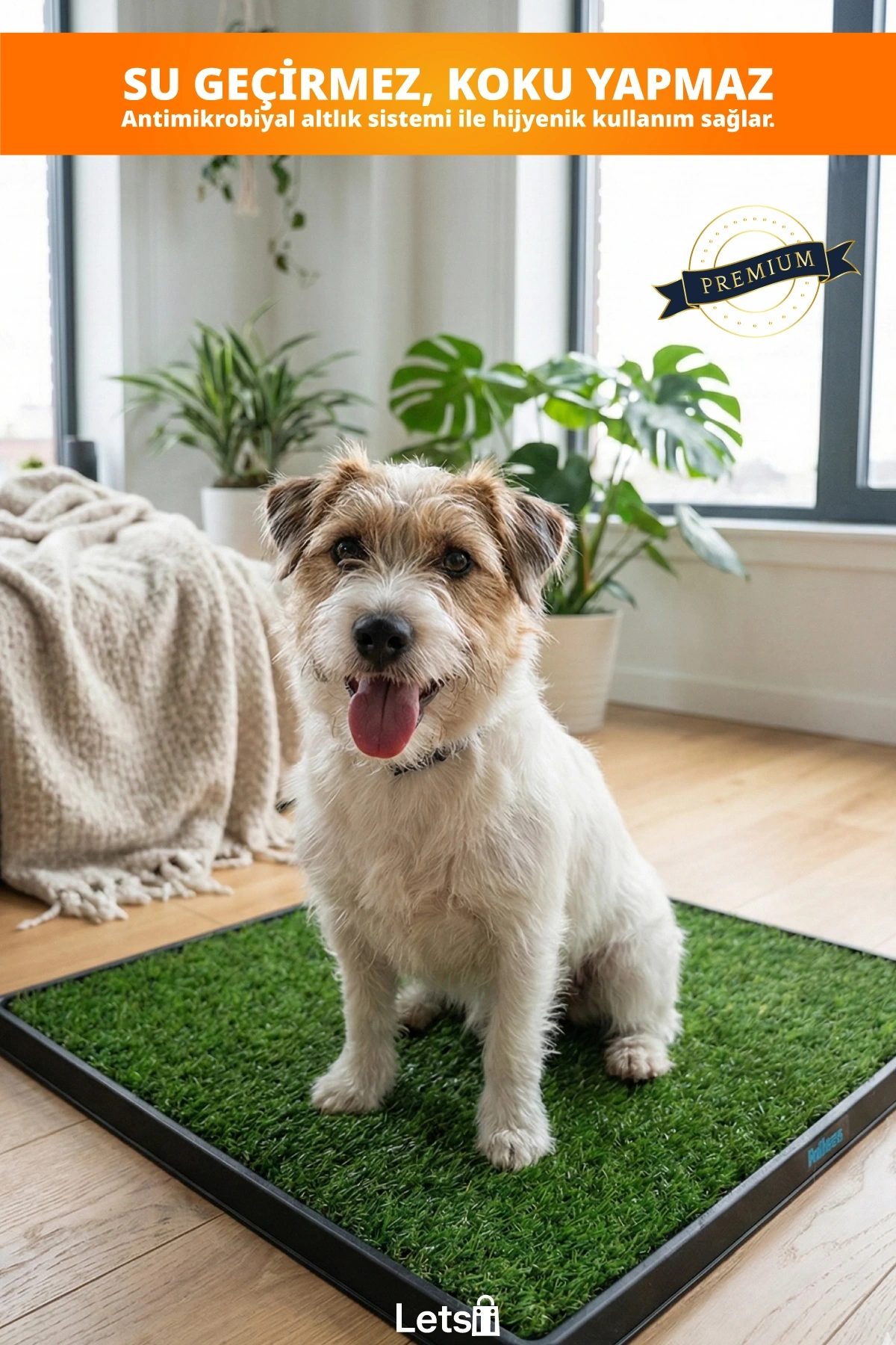 Gerçek Çim Görünümlü 3 Tabakalı Yavru Köpek Tuvalet Eğitim Seti Antimikrobiyal Su Geçirmez