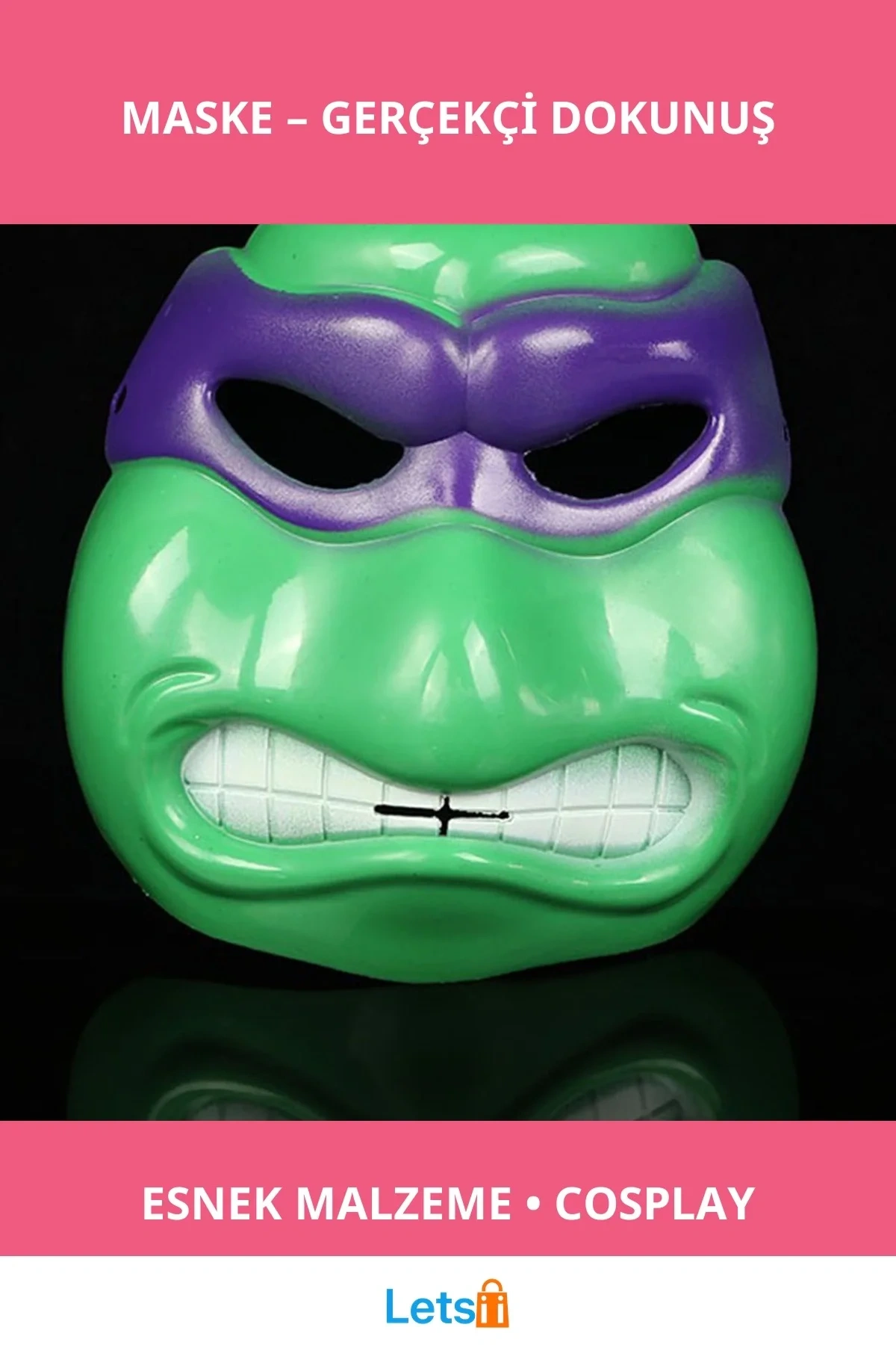 Gerçekçi Ninja Kaplumbağalar Donatello Maskesi Cosplay Kostümü