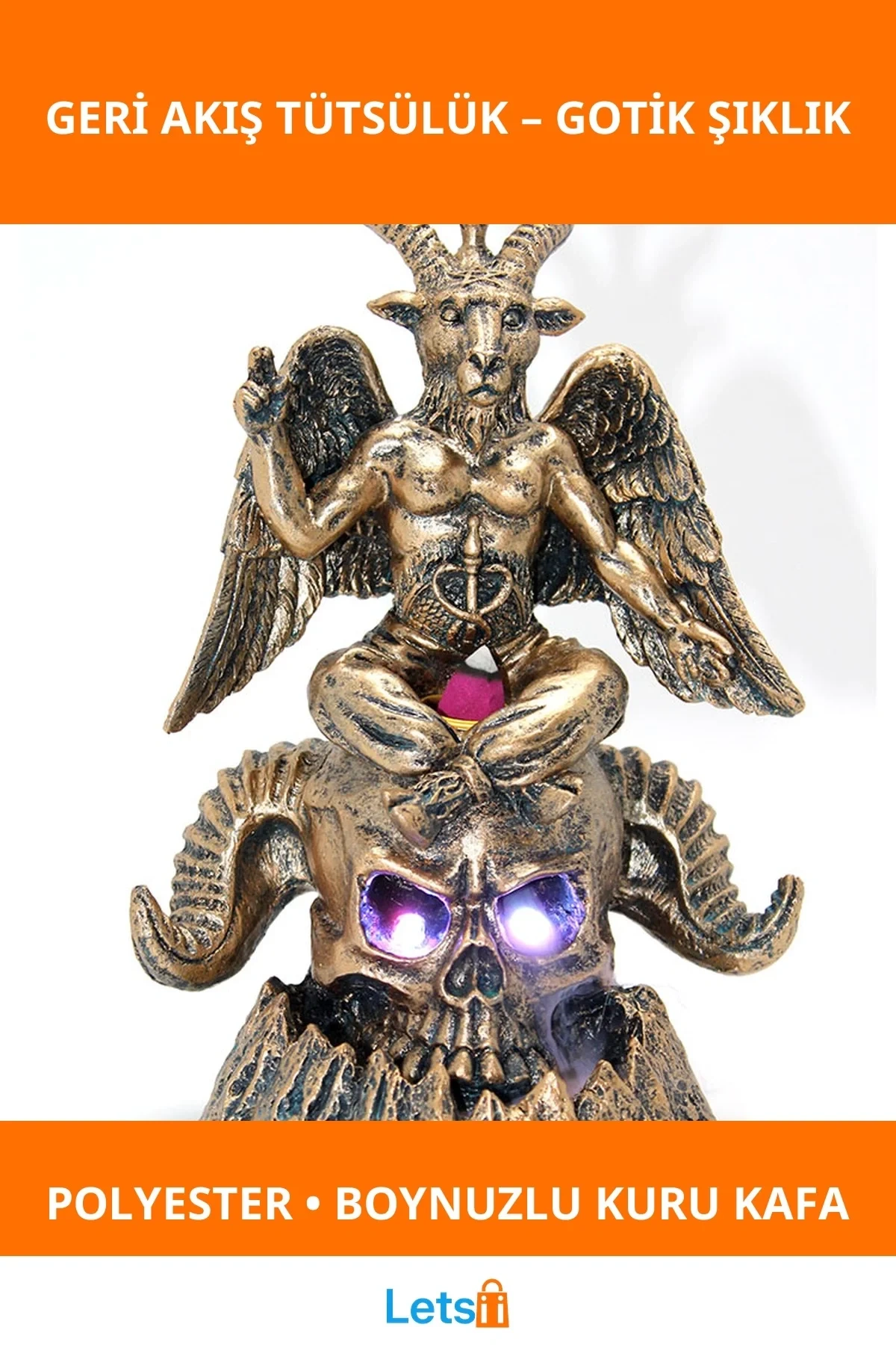 Gotik Boynuzlu Kuru Kafa Polyester Geri Akış Tütsülük