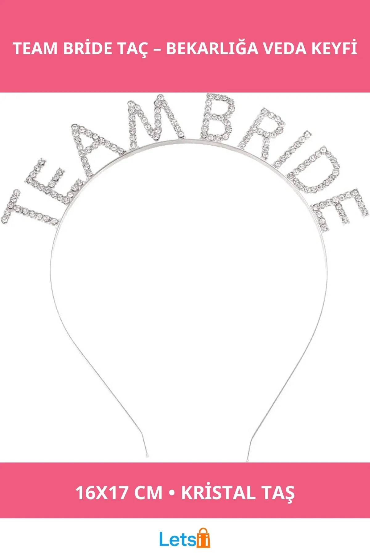 Gümüş Kaplama Kristal Taşlı Team Bride Taç