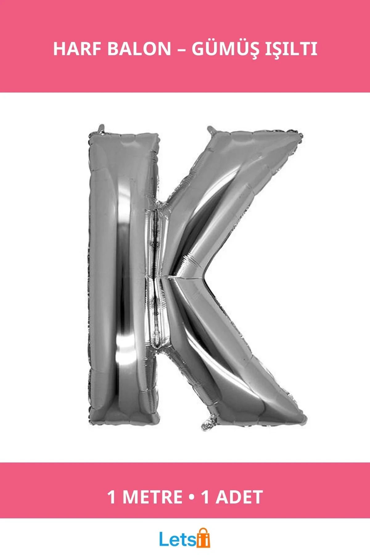 Gümüş Rengi 1 Metre Folyo Harf Balon Uçan Balon