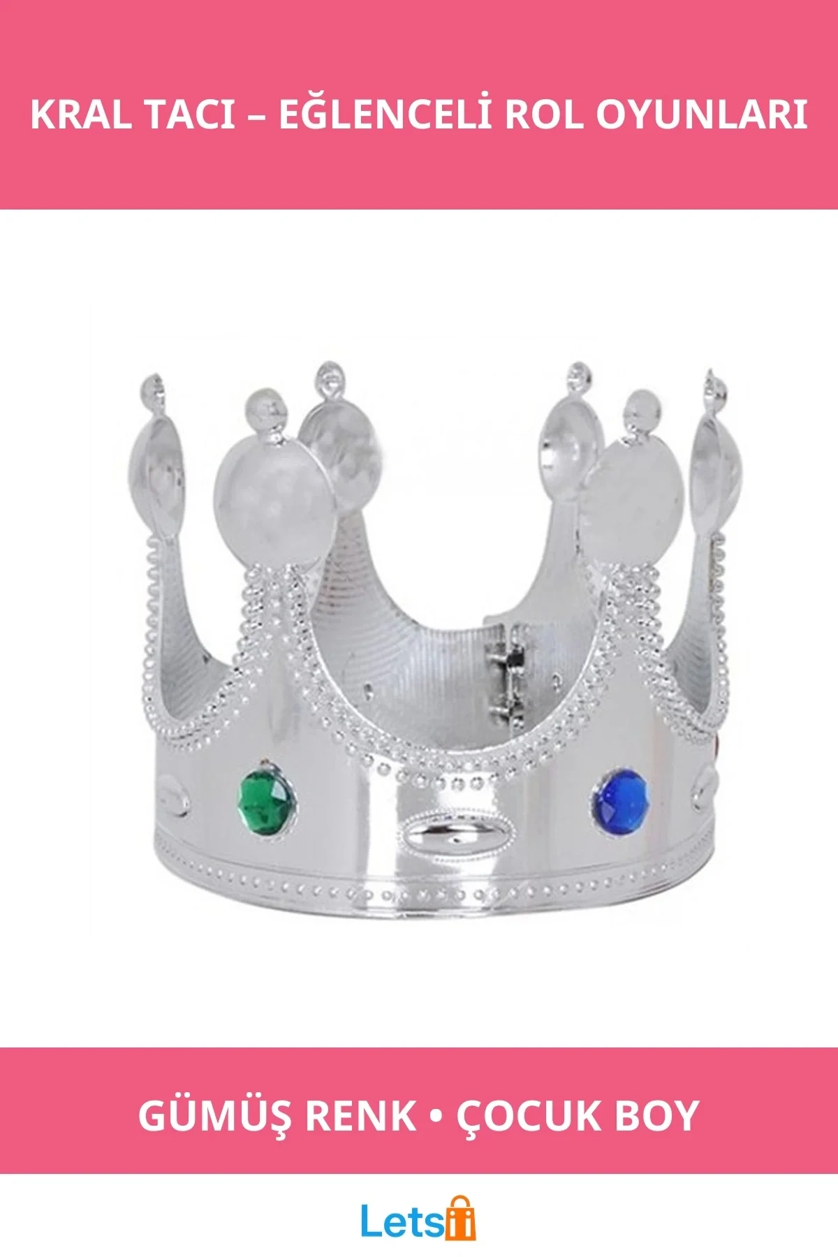 Gümüş Renk Plastik Kral Tacı Çocuk