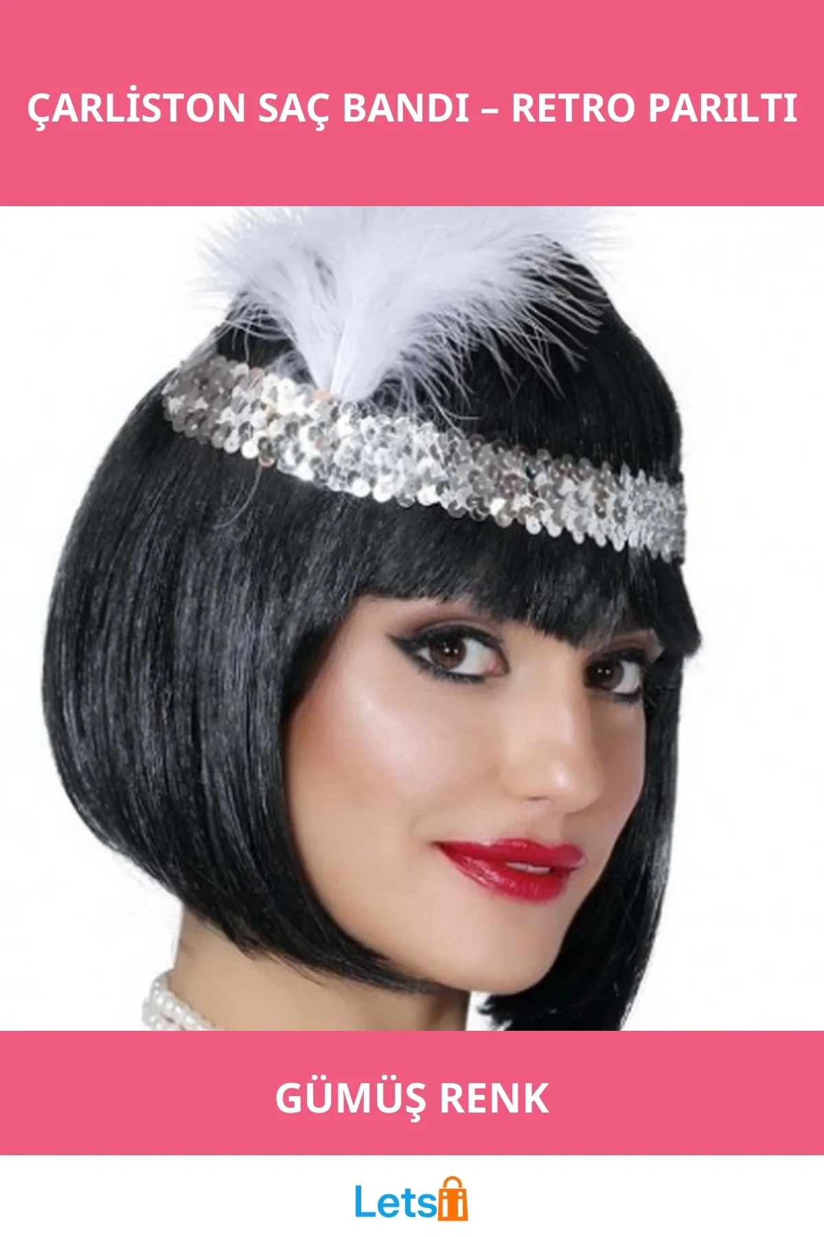 Gümüş Renk Retro Çarliston Saç Bandı Şık Aksesuar