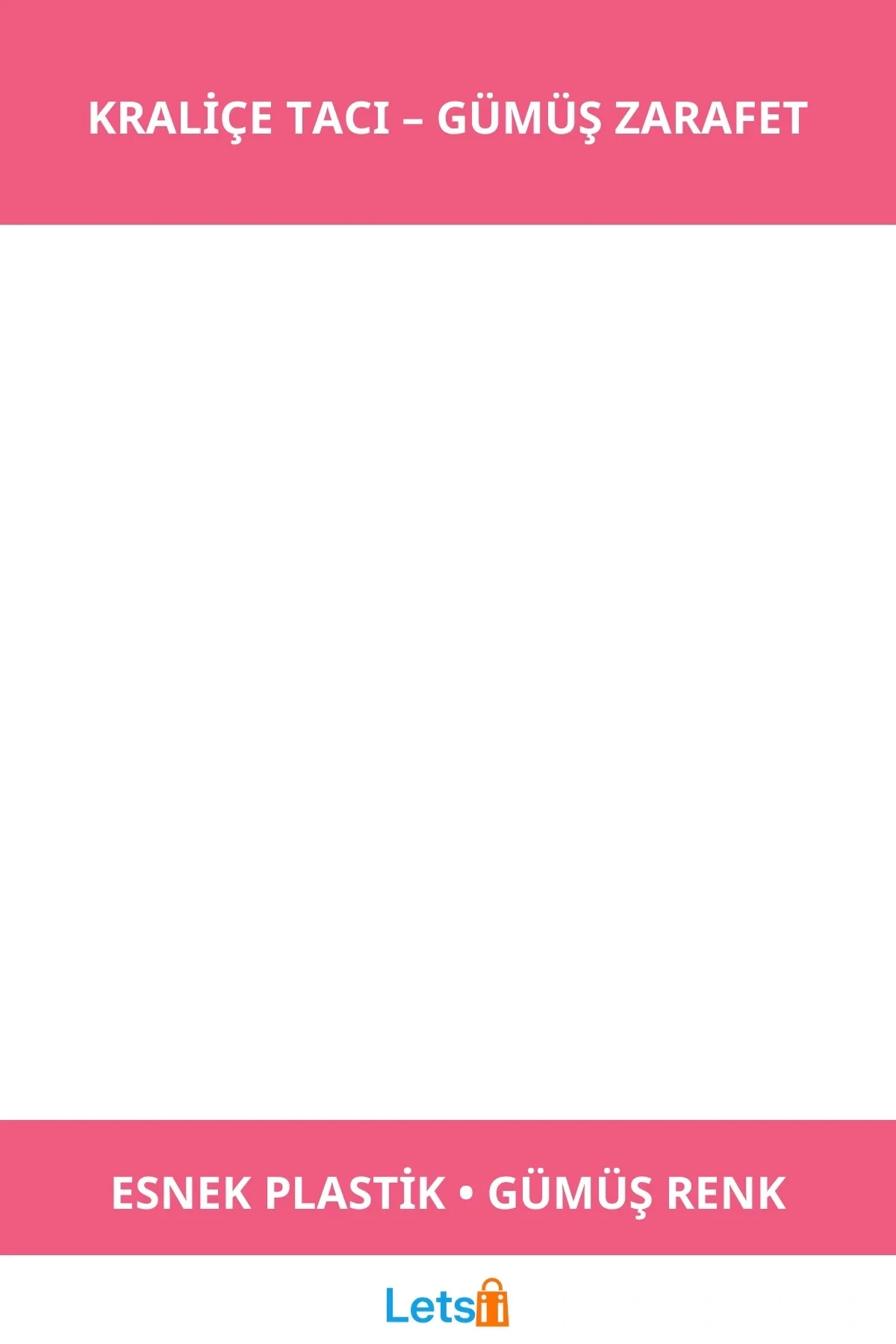 Gümüş Renk Rönesans Kraliçe Tacı Esnek Plastik