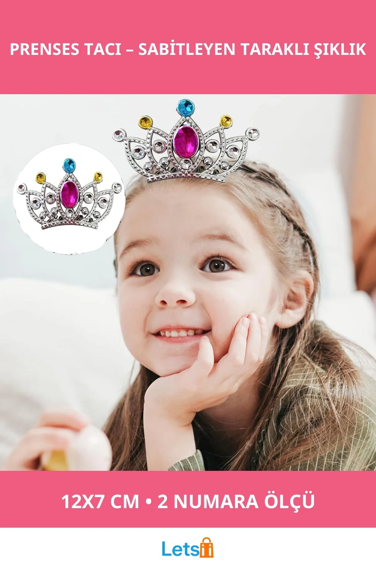 Gümüş Renkli Taraklı Prenses Tacı 2 No