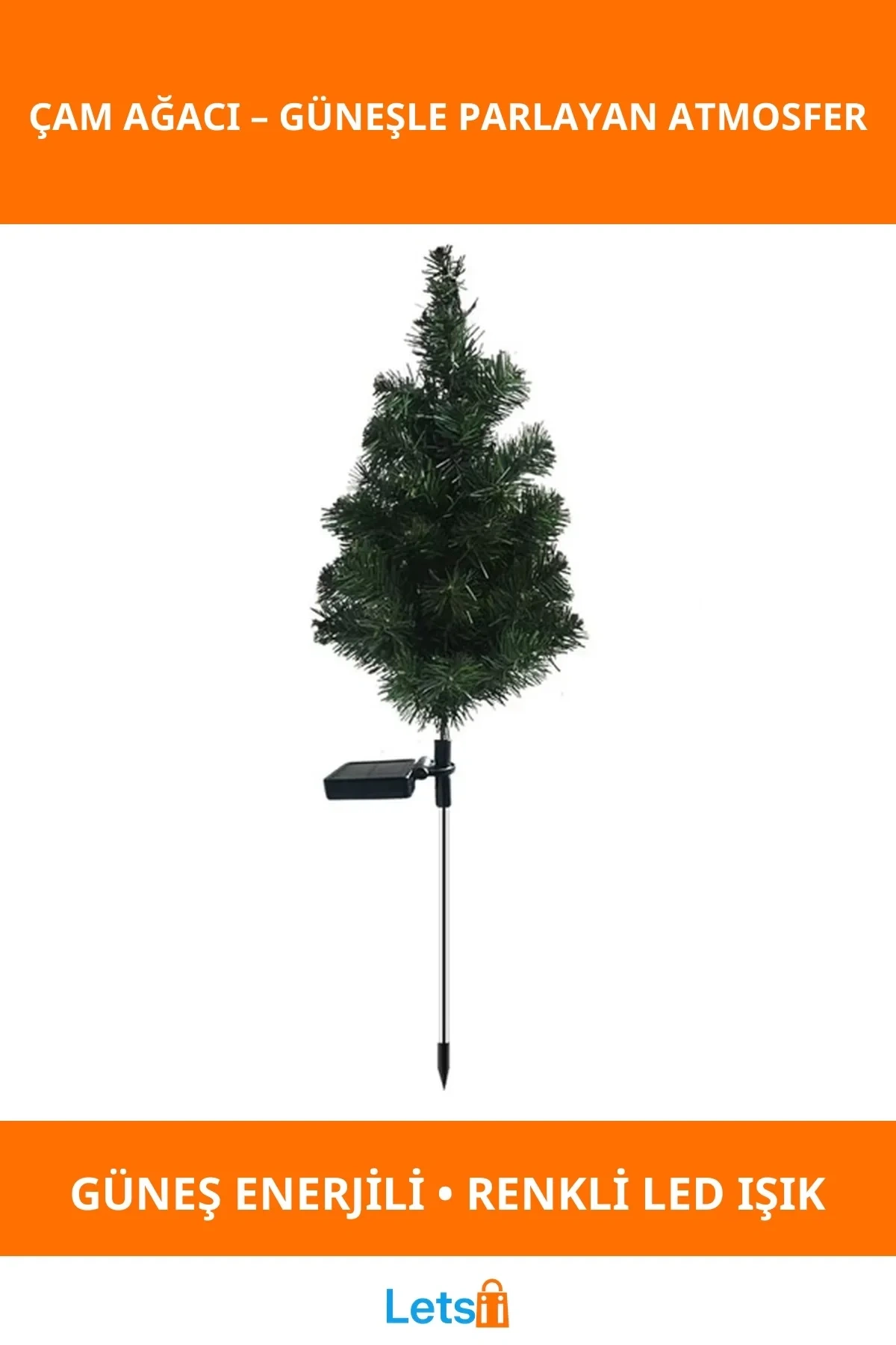 Güneş Enerjili Dekoratif Çam Ağacı LED Aydınlatma Dış Mekan