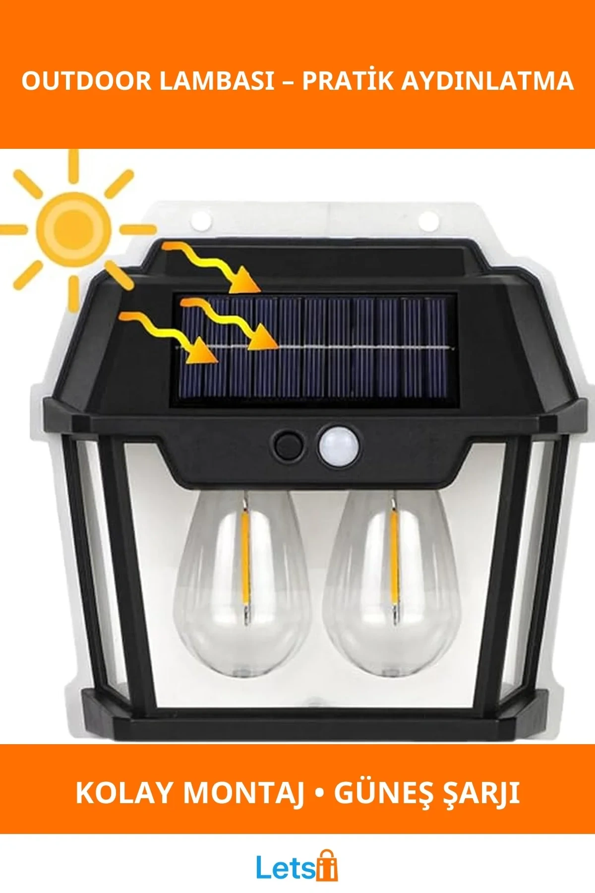 Güneş Enerjili Duvara Monte Ekonomik Dayanıklı Dış Mekan Lamba