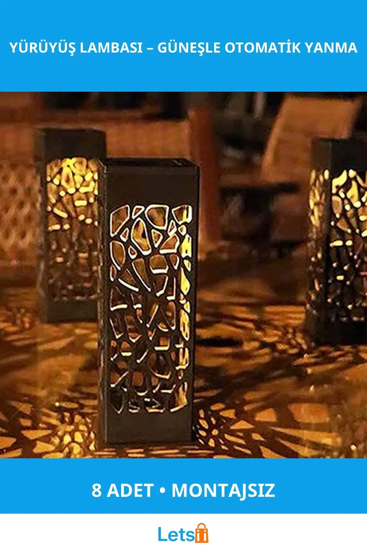 Güneş Enerjili Otomatik Bahçe Yürüyüş Yolu Lambası 8 Adet