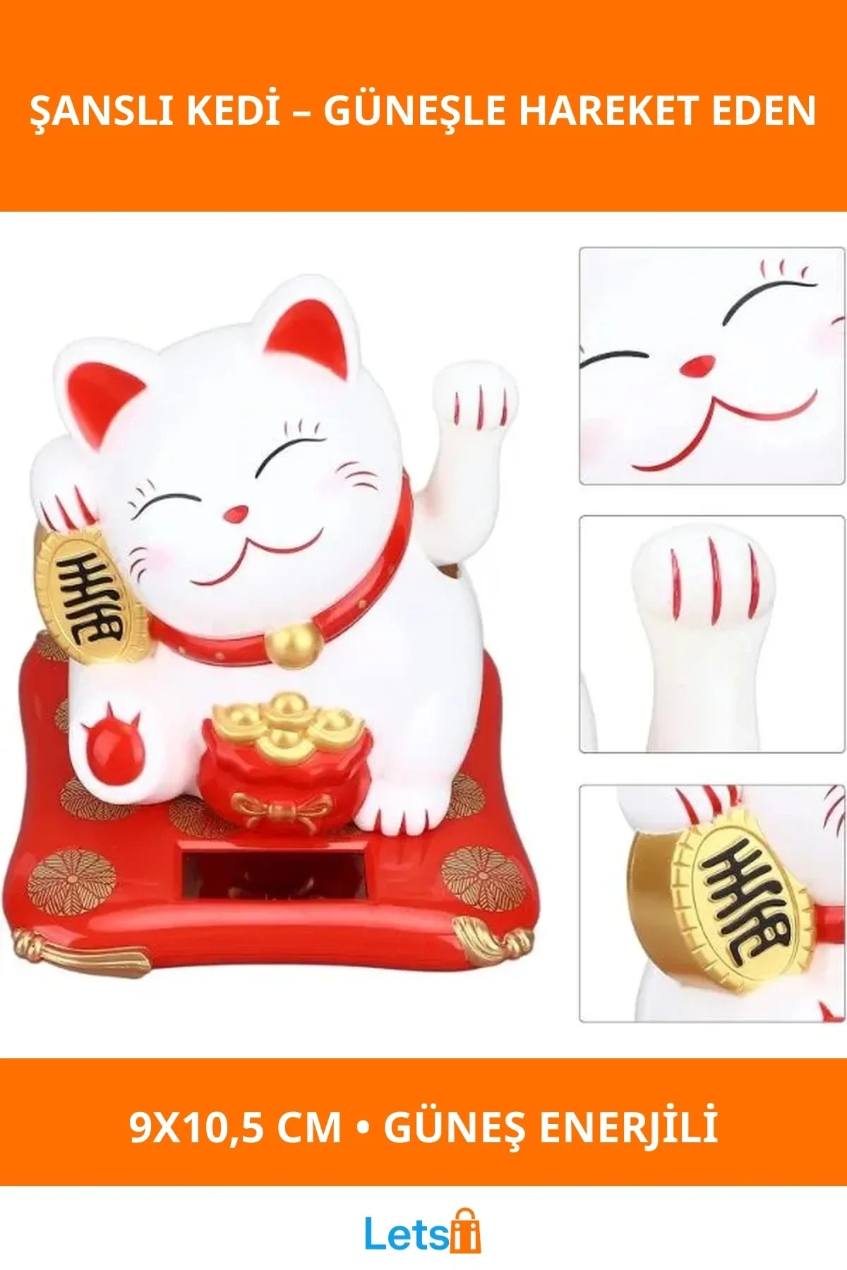 Güneş Enerjili Sallanan Şanslı Kedi Oyuncak 9.0 × 10.5 cm