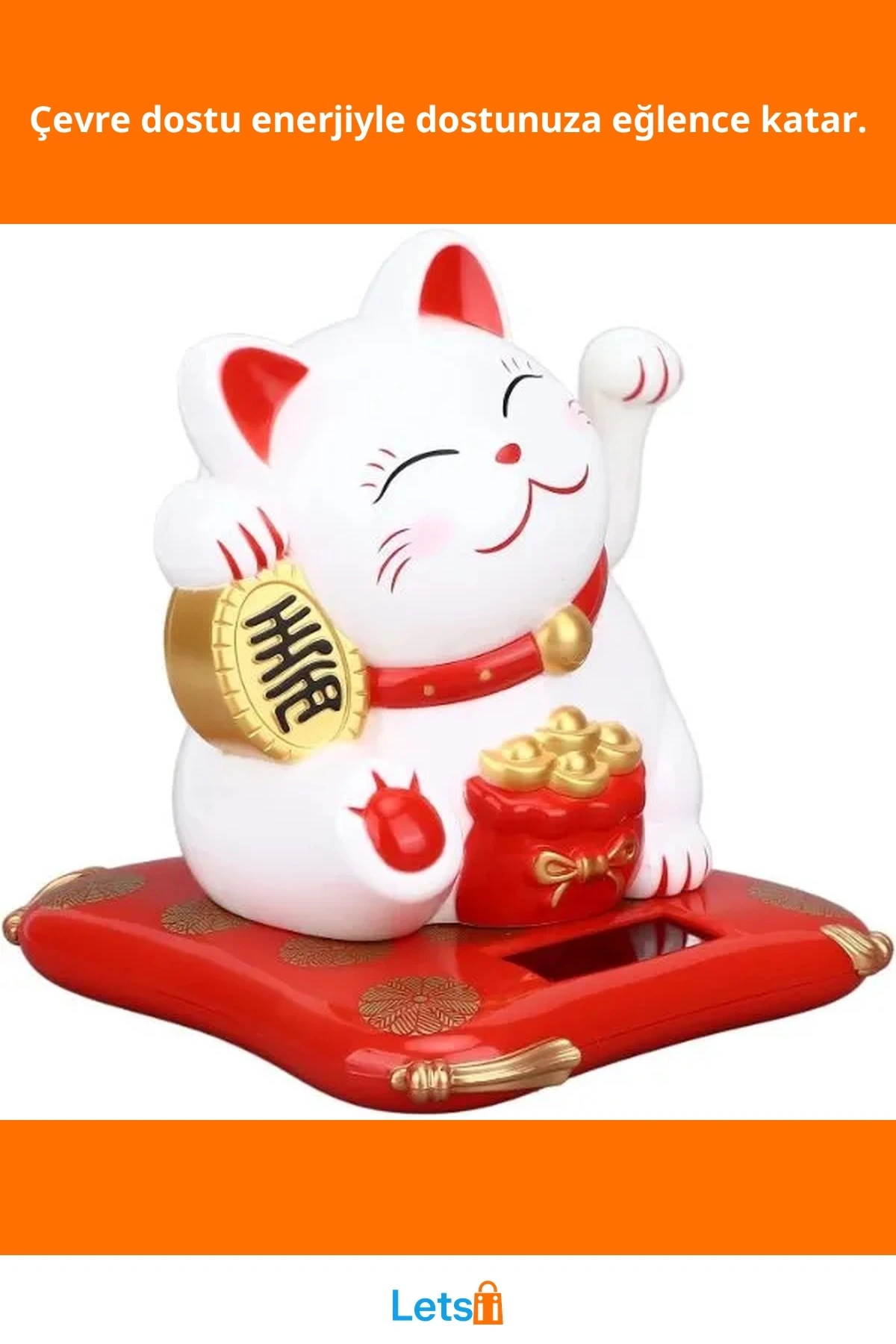 Güneş Enerjili Sallanan Şanslı Kedi Oyuncak 9.0 × 10.5 cm