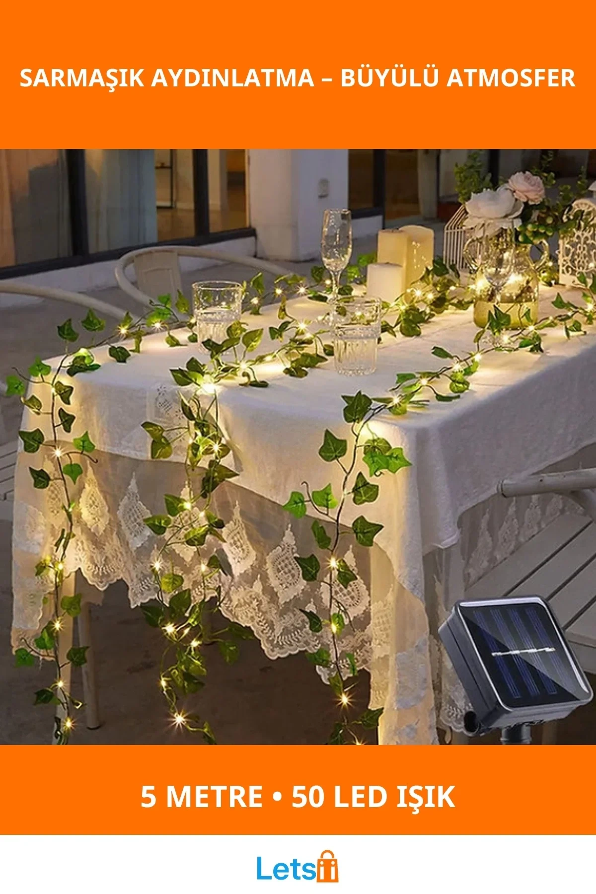 Güneş Enerjili Sarmaşık Led Dekor 5 Metre 50 LED