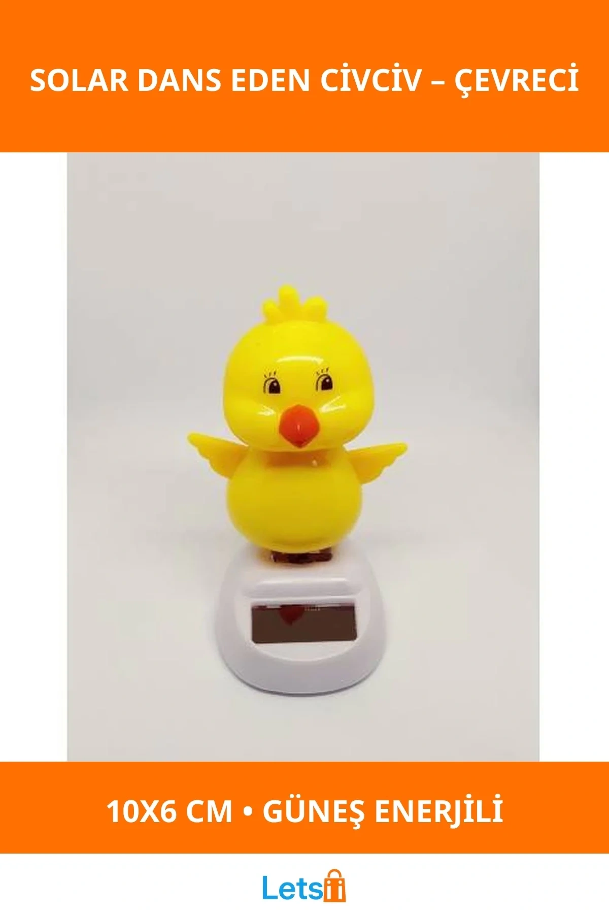 Güneş Enerjili Solar Dans Eden Civciv 10x6 cm Eğlenceli Dekor