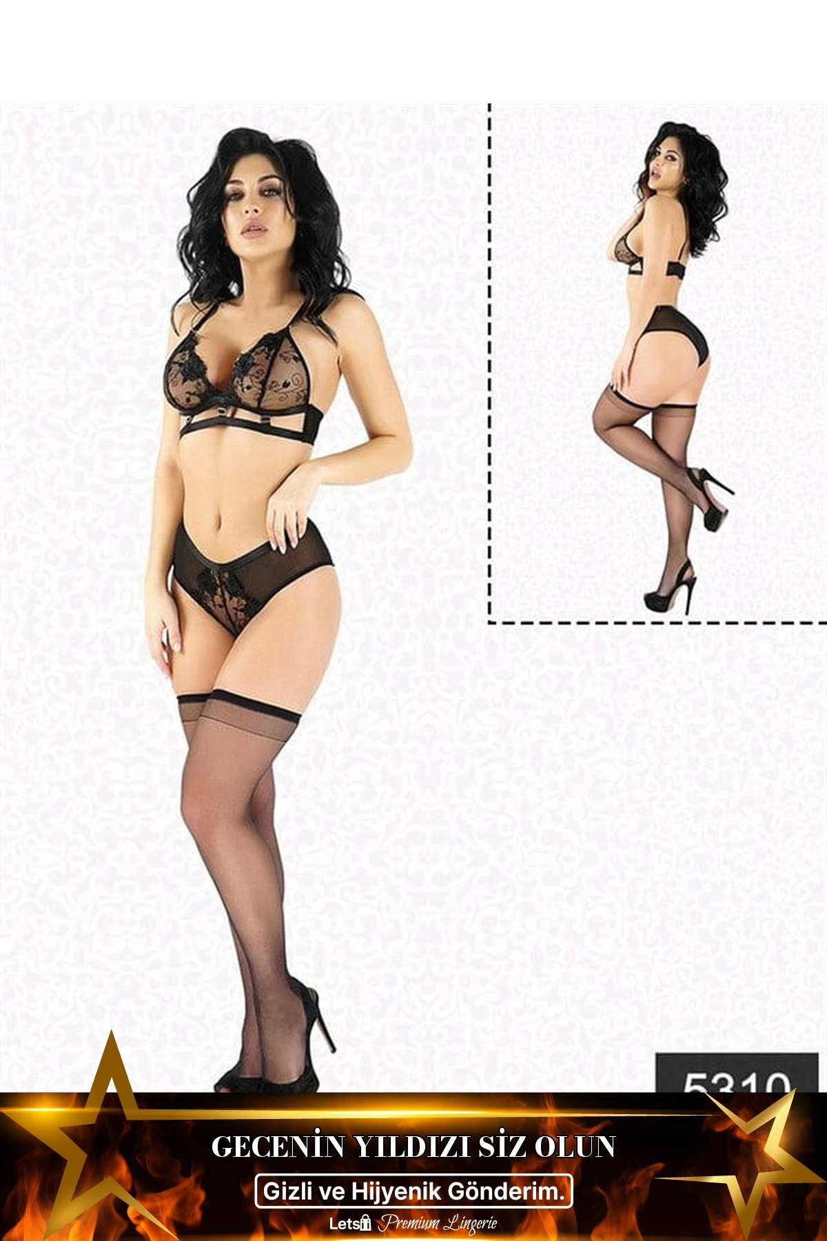 Güpürlü Fantezi Sütyen Ve Külot Takımı Standart Renk