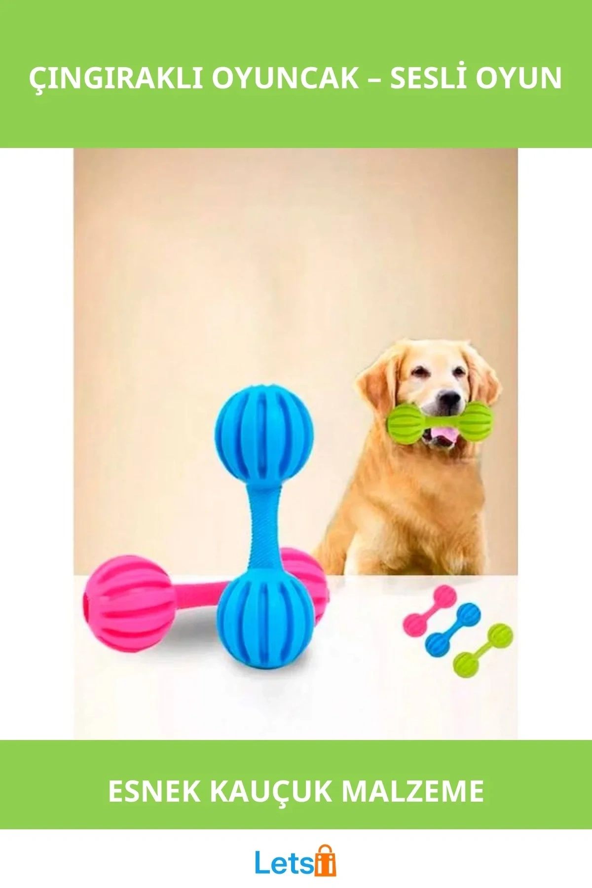 Güvenli Kauçuk Çıngıraklı Evcil Hayvan Oyuncağı