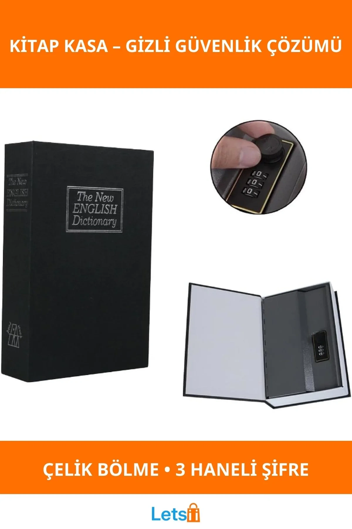 Güvenli Şifreli Kitap Kasa Gizli Saklama Kutusu