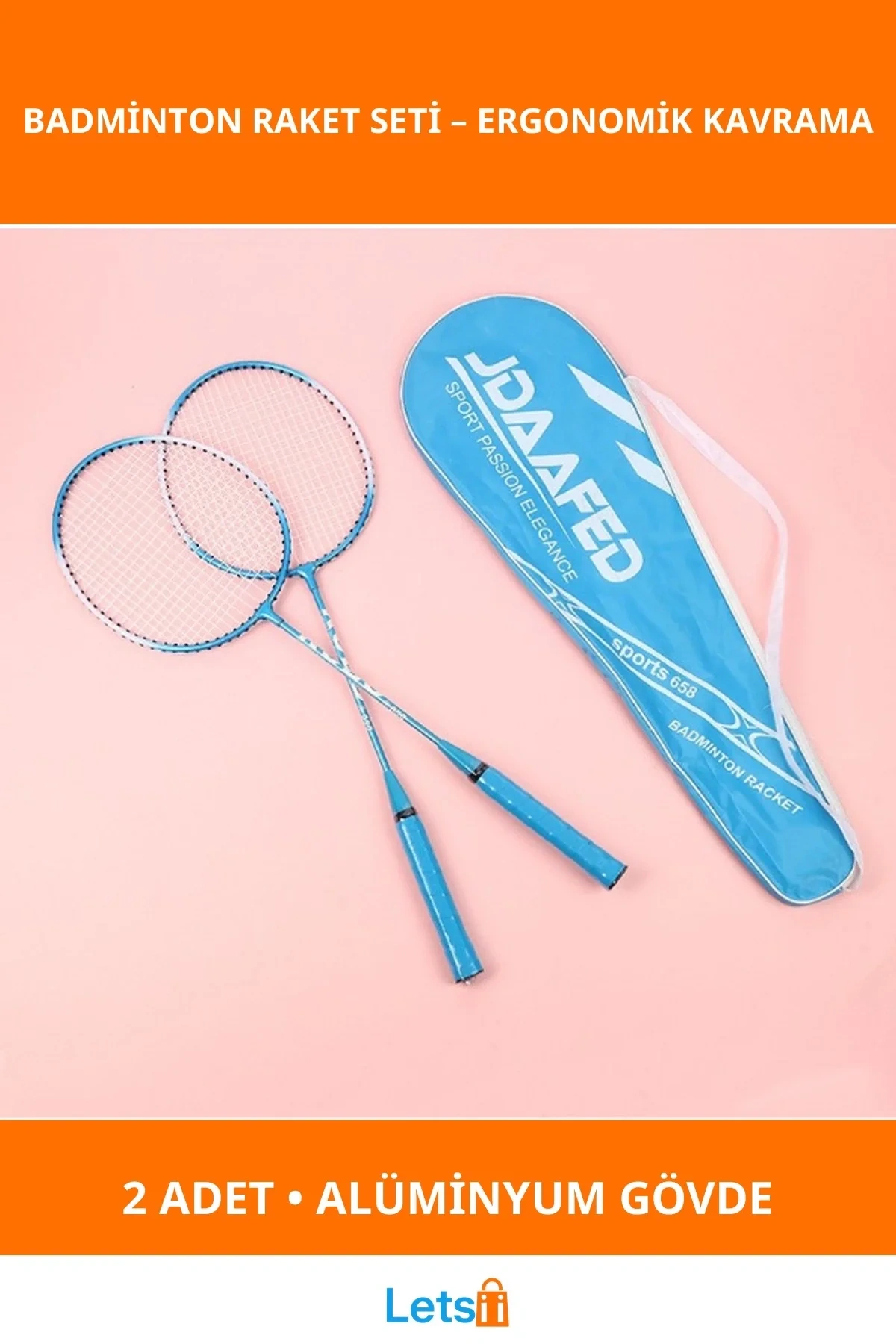 Hafif Dayanıklı Ergonomik Badminton Raket Seti 2 Adet