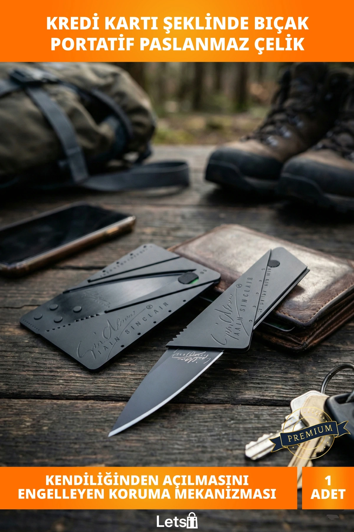 Hafif ve Keskin Kredi Kartı Şeklinde Bıçak Paslanmaz Çelik Cep Çakısı