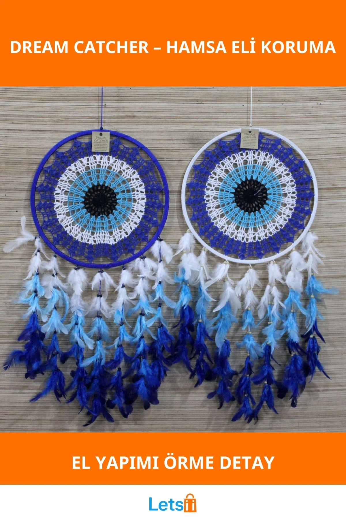 Hamsa Eli Motifli El Yapımı Rüya Kapanı Bohem Dekoratif Objeler