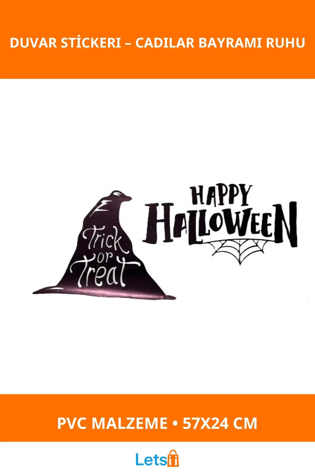 Happy Halloween Temalı Eğlenceli Duvar Stickerı 57 cm x 24 cm