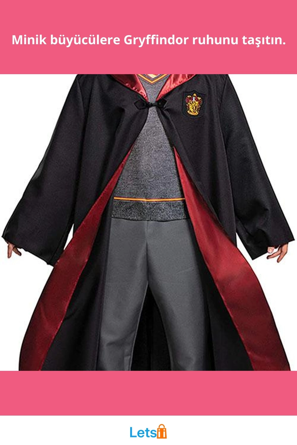 Harry Potter Gryffindor Cübbe Çocuk 11 12 Yaş Kırmızı Sarı