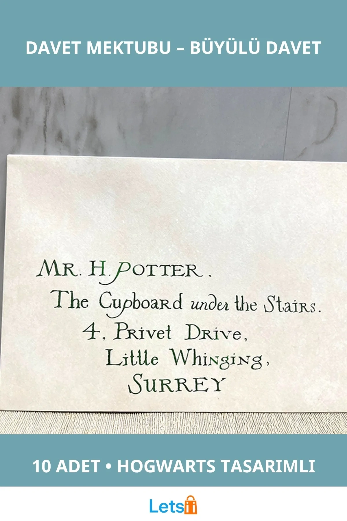 Harry Potter Temalı Davet Mektubu 10lu Hogwarts