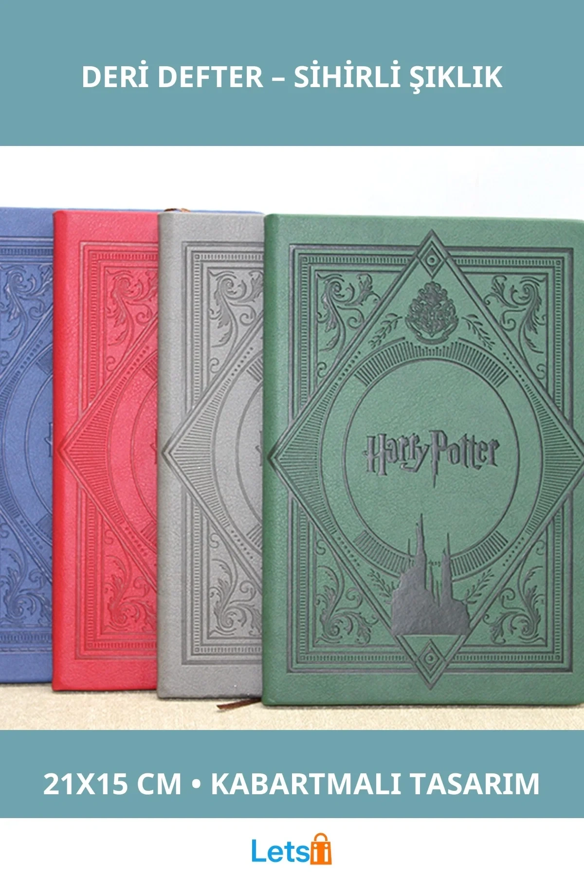 Harry Potter Temalı Deri Defter 21x15 cm Renkli
