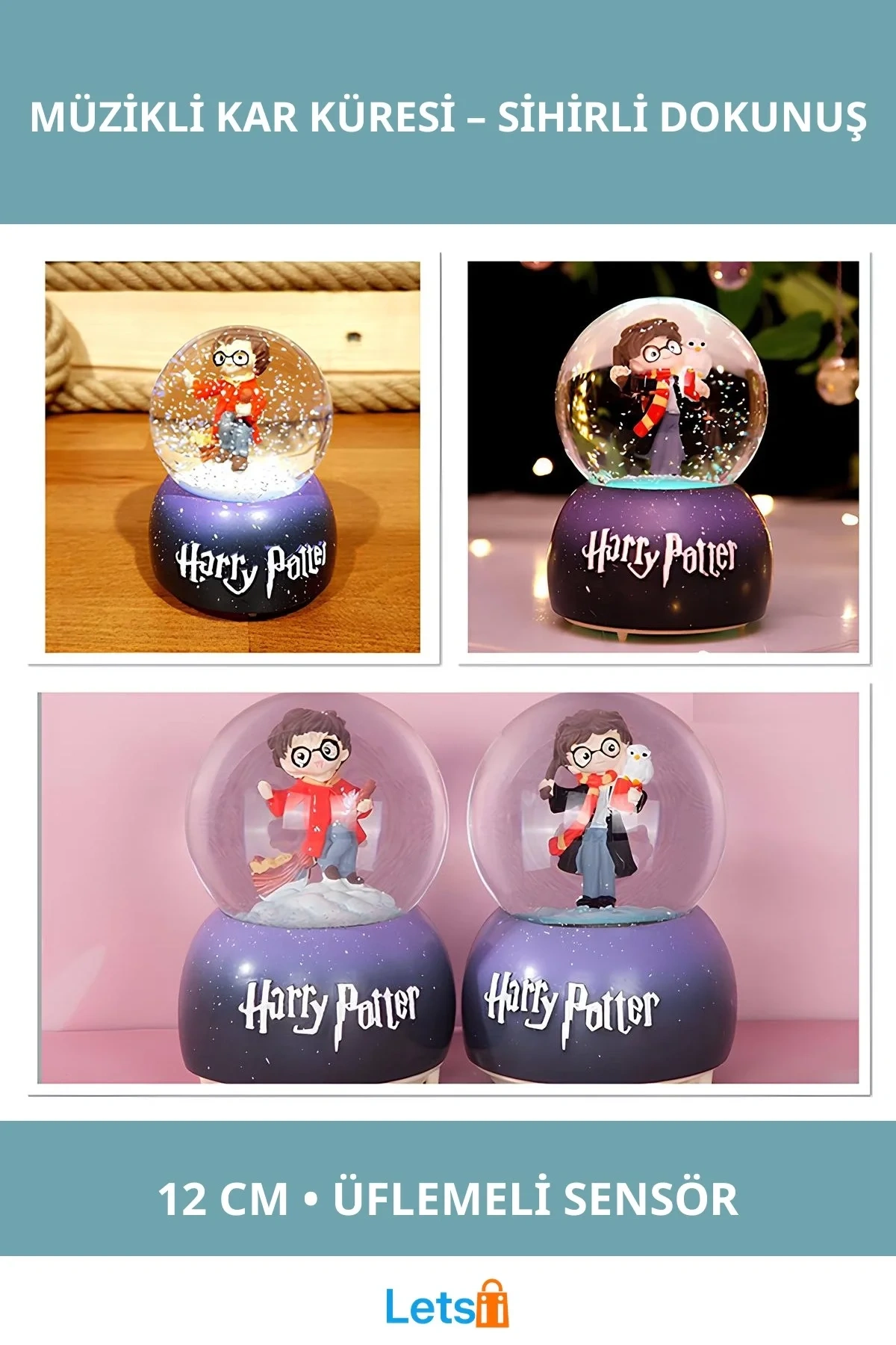 Harry Potter Üflemeli Işıklı Müzikli Kar Küresi Orta Boy 12 cm