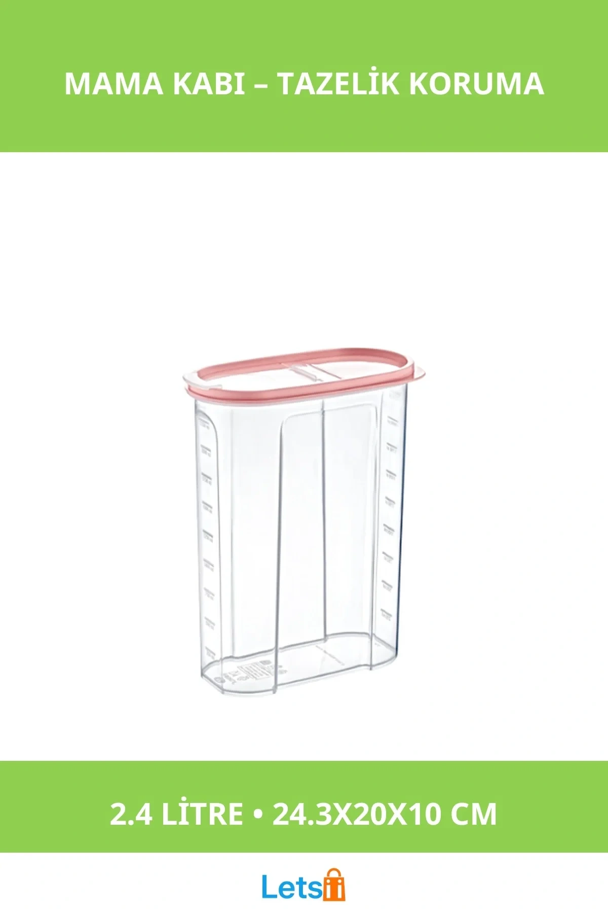 Hava Geçirmez 2.4 Litre Plastik Mama Kabı