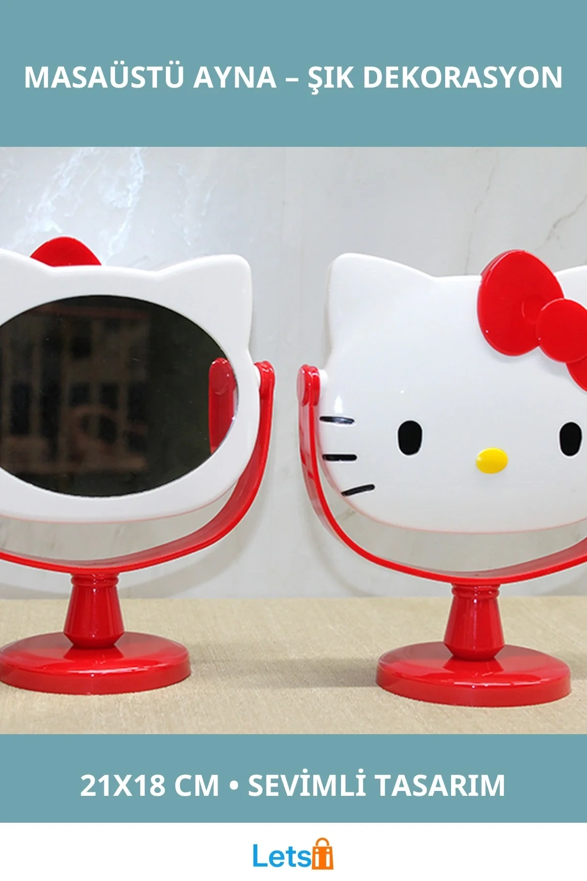 Hello Kitty Sevimli Masaüstü Ayna 21x18 cm