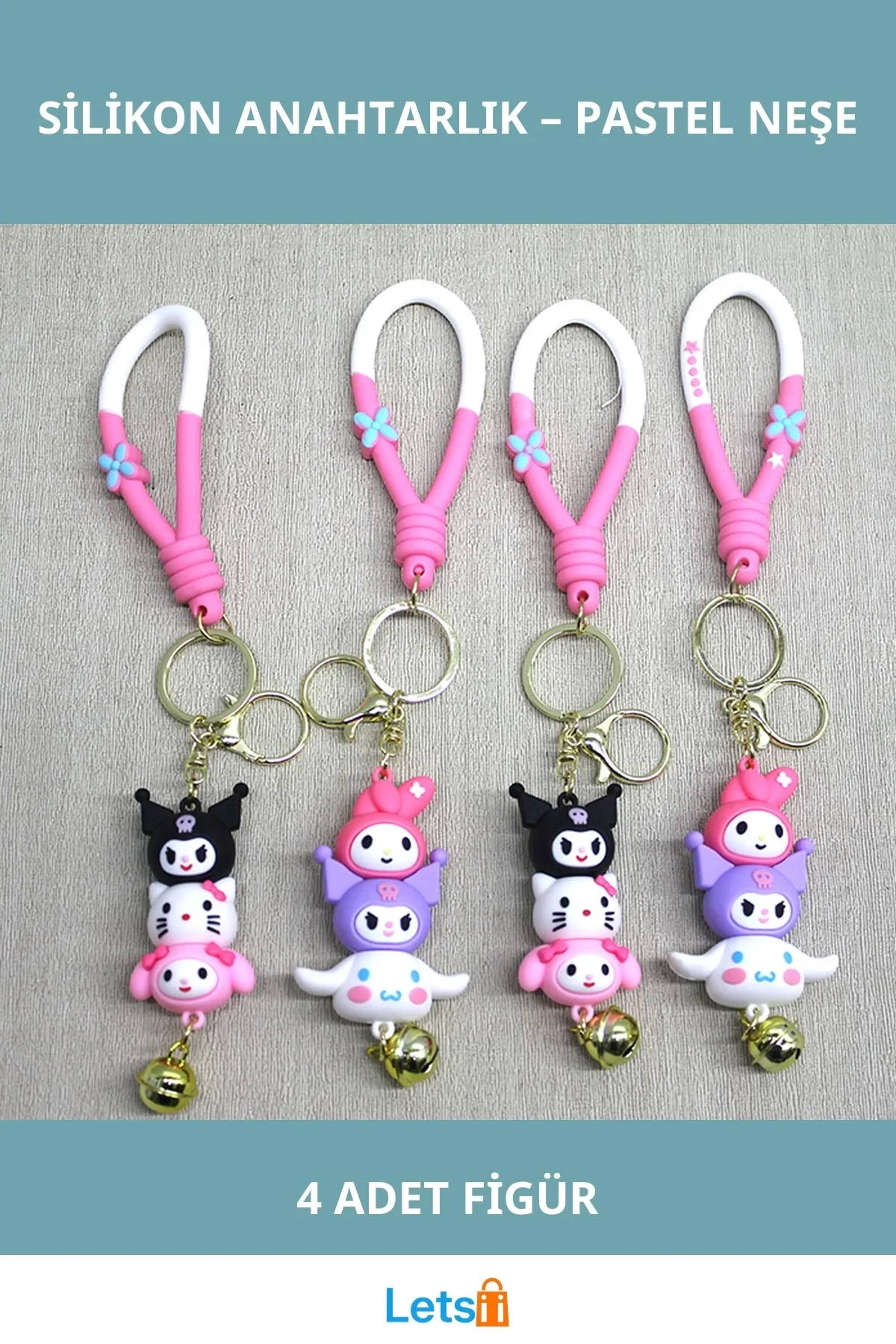 Hello Kitty Ve Arkadaşları Pastel Renkli Silikon Anahtarlık