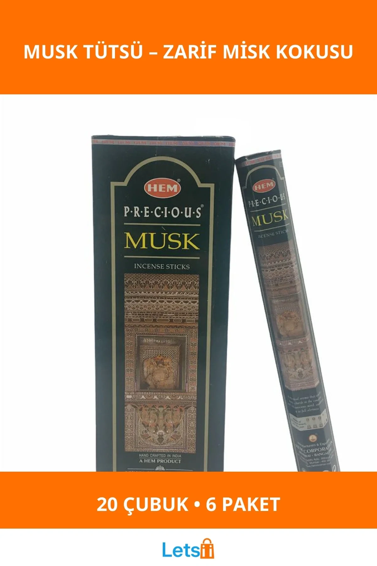 Hem Precious Musk Aromalı Rahatlatıcı Çubuk Tütsü 1 Kutuda 120 Adet