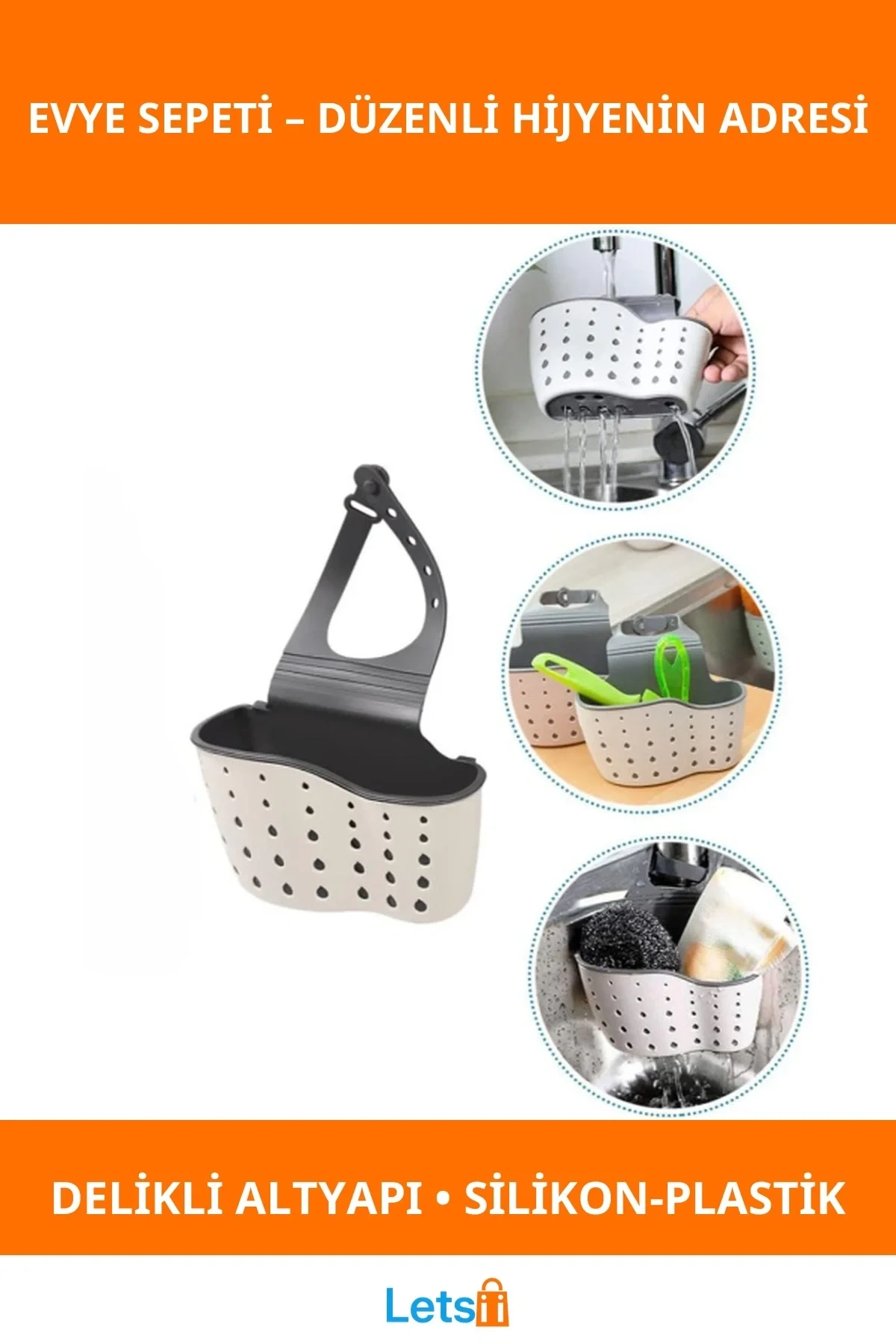 Hijyenik Esnek Silikon Plastik Mutfak Evye Sepeti