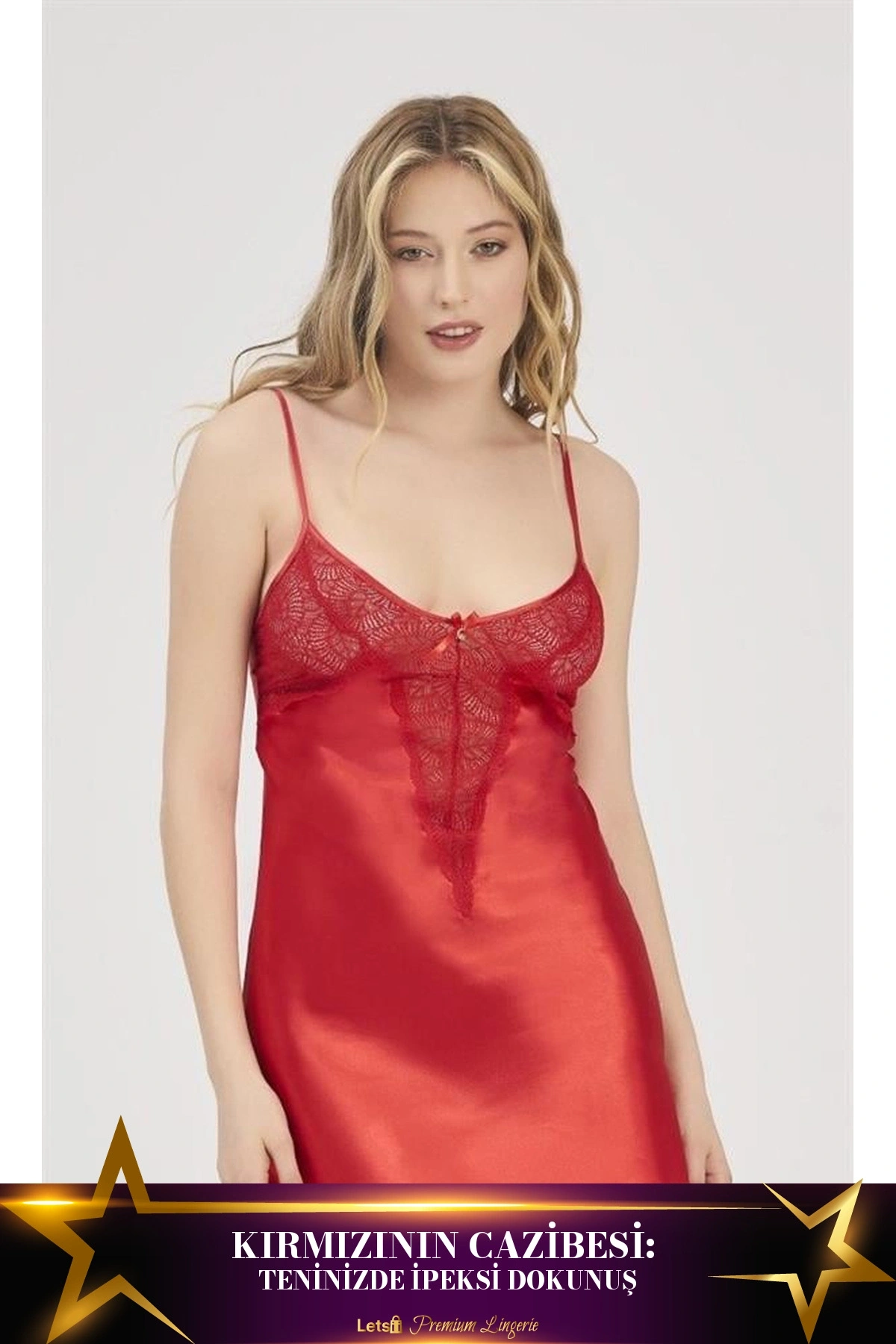 Hijyenik Saten Gecelik Kırmızı Renk