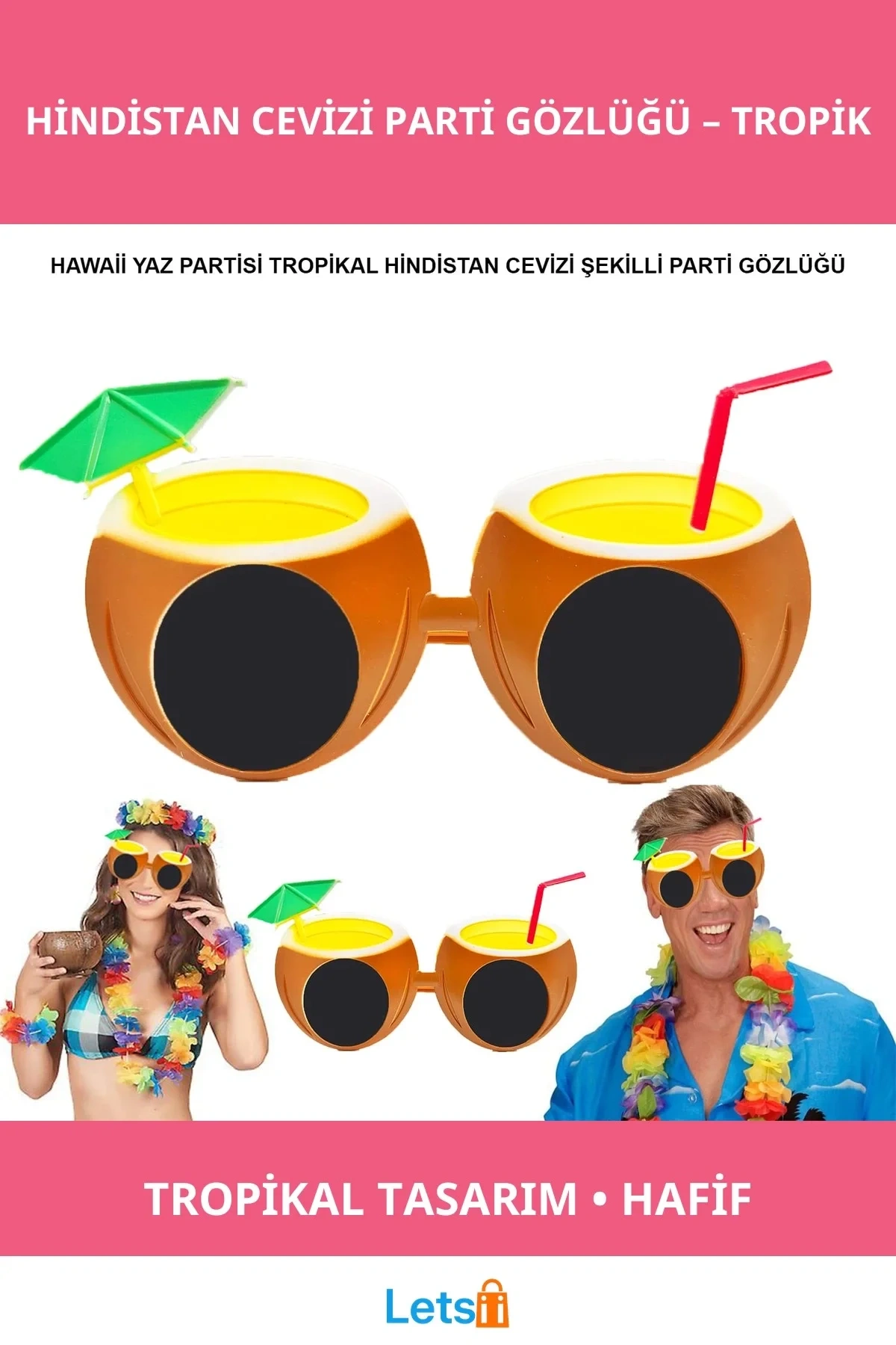 Hindistan Cevizi Desenli Yaz Parti Gözlüğü