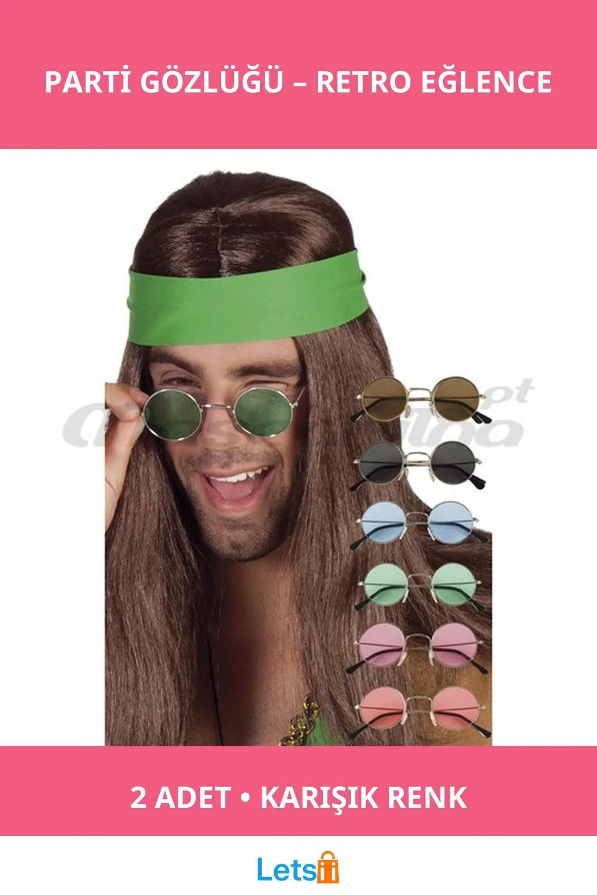 Hippi Lennon Parti Gözlükleri 2 Adet Rastgele Renkli