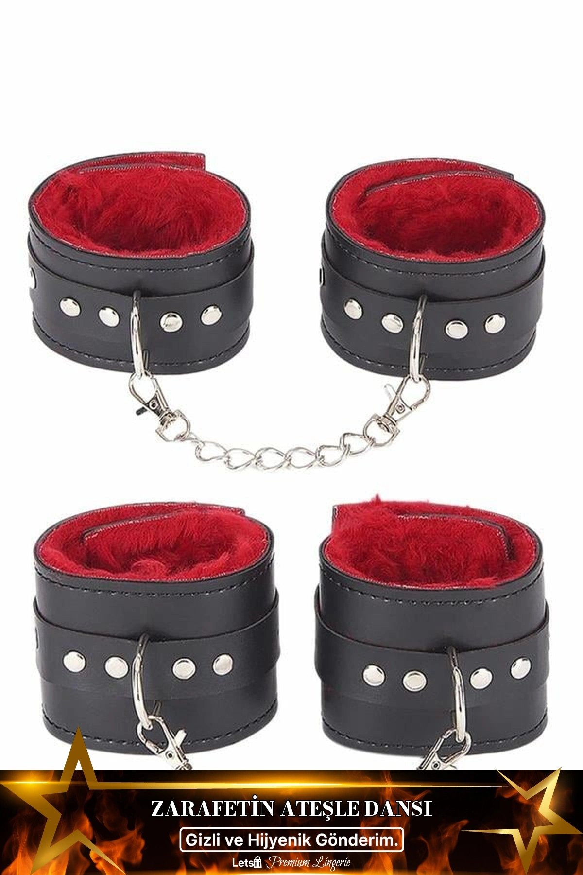 İçi Tüylü Kol Ve Bacak Kelepçe Seti Siyah Renk