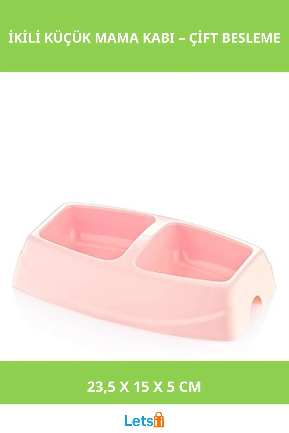 İkili Küçük Mama Kabı 1. Sınıf Plastik 23,5x15x5 cm Karışık Renkler