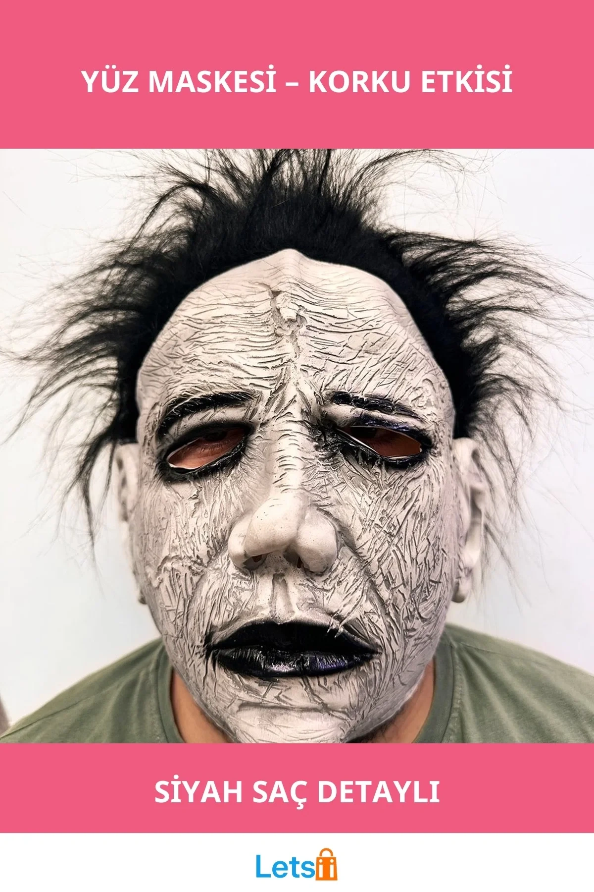 İkonik Michael Myers Siyah Saçlı Yüz Maskesi Film Temalı Parti Aksesuarı