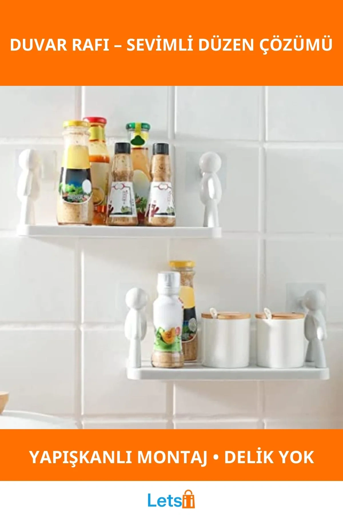 İnsan Figürlü Yapışkanlı Çok Amaçlı Duvar Rafı