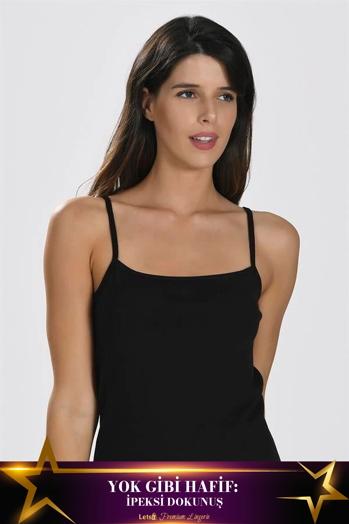 İp Askılı Ribana Atlet Siyah Renk