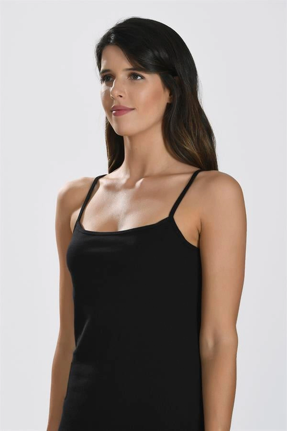 İp Askılı Ribana Atlet Siyah Renk