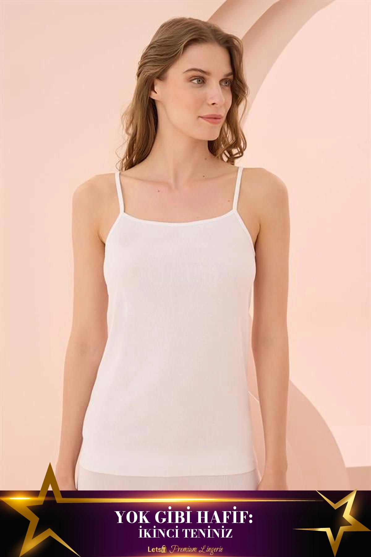 İp Askılı Ribana Kadın Atlet Beyaz Renk