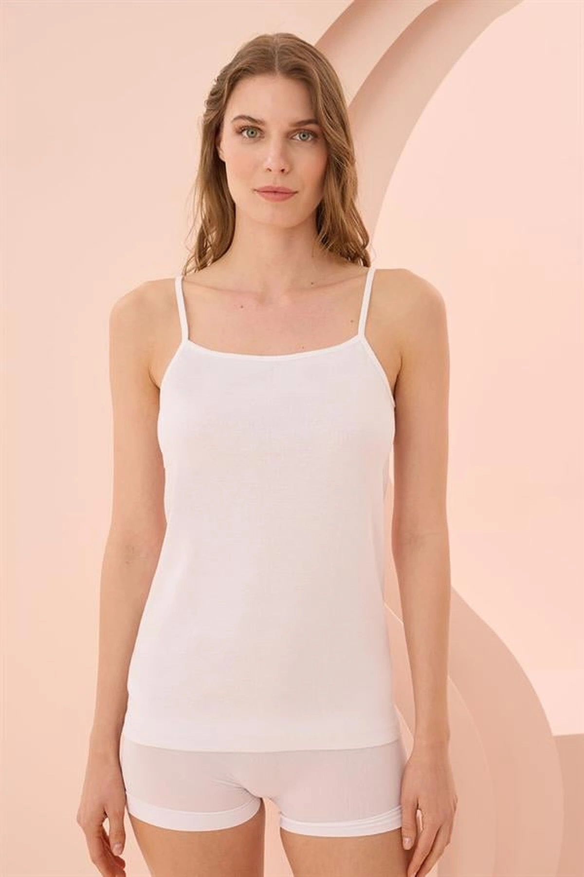 İp Askılı Ribana Kadın Atlet Beyaz Renk