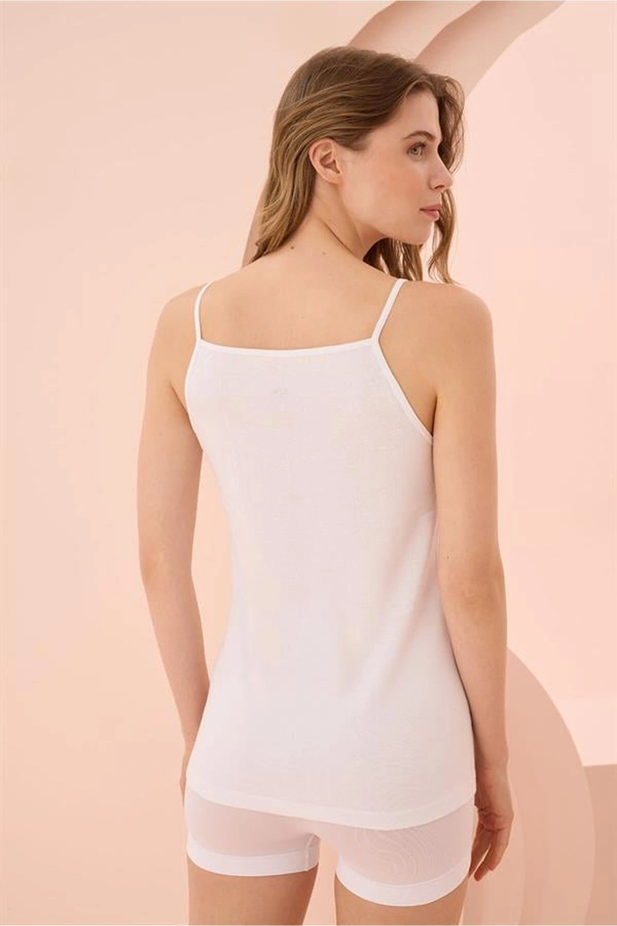 İp Askılı Ribana Kadın Atlet Beyaz Renk