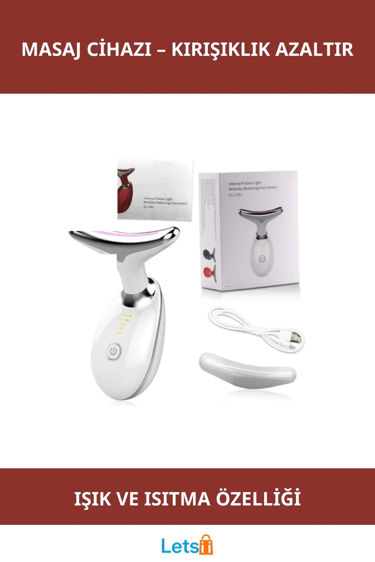 Işık Terapili Kırışıklık Giderici Masaj Cihazı USB Şarjlı