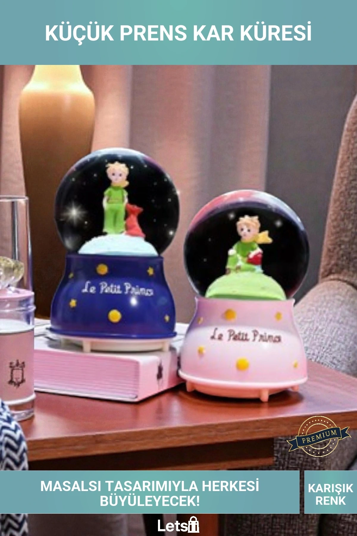 Işıklı Küçük Prens Kar Küresi 6.5 cm Dekoratif Hediyelik